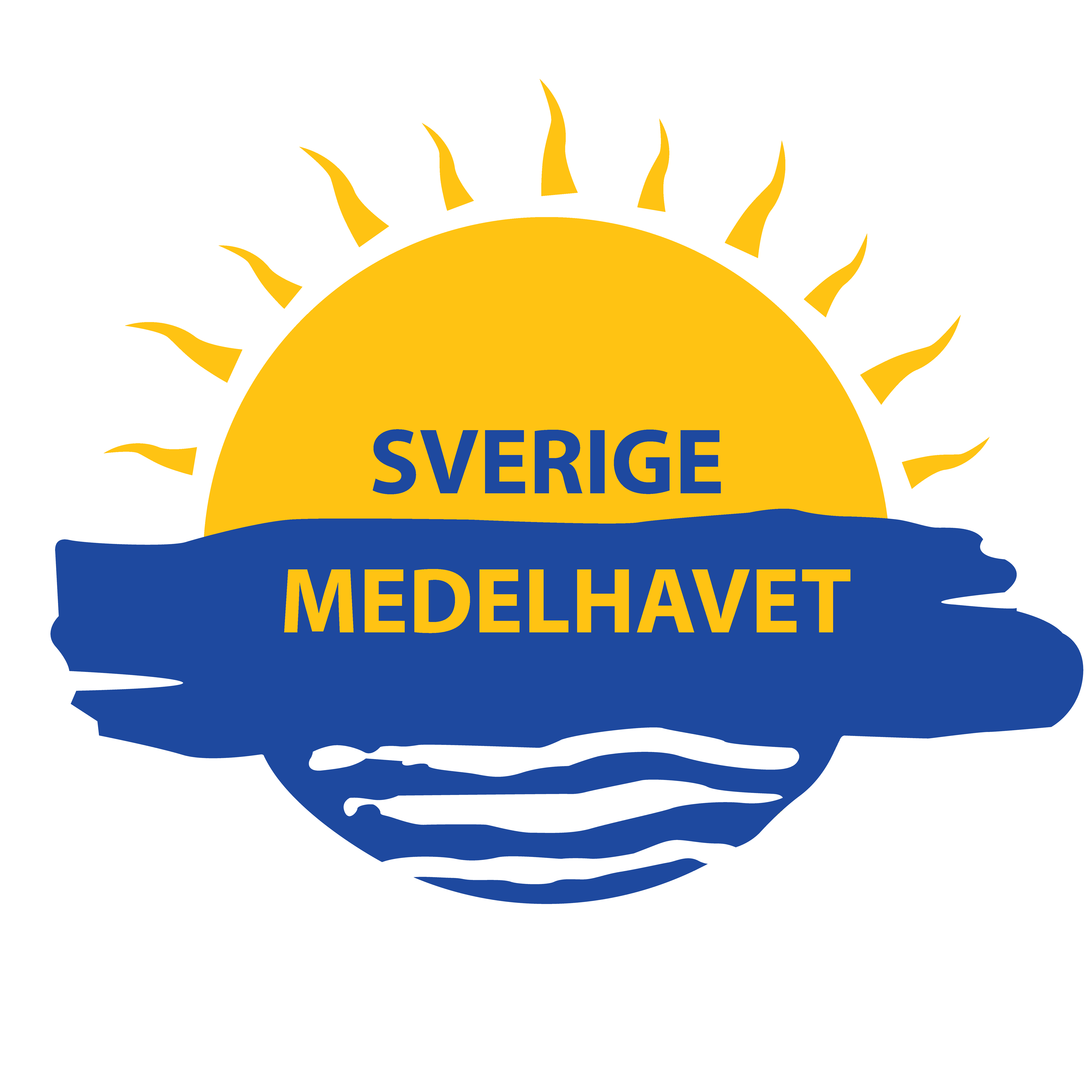 Sverige Medelhavet logotyp sol och hav i ett